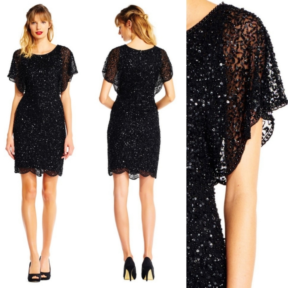 Adrianna Papell |Flutter Sleeve Beaded Dress
